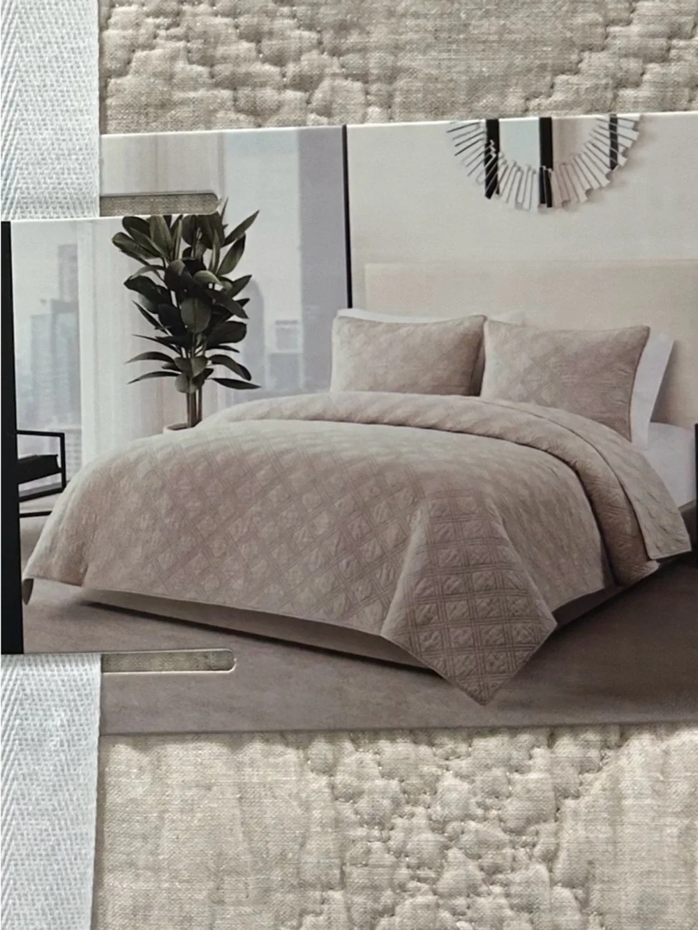Tahari Natural King Linen Cotton Blend Quilt  European Grown Flax 106”x92”